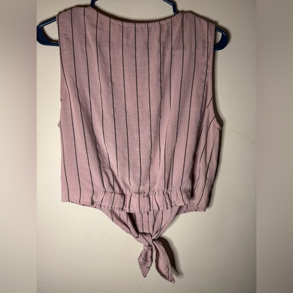 Pink Striped Cropped Top with Tie size medium - Picture 4 of 4